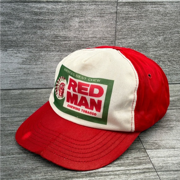 VTG Red Man Chewing Tobacco Adjustable Snapback Trucker Hat Semco USA MADE READ - Picture 7 of 16